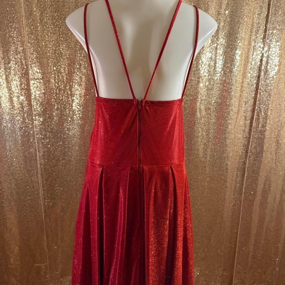 Red Sparkly Mini Dress Glitter Plus Size/Sizes 2XL-3XL - Picture 3 of 4